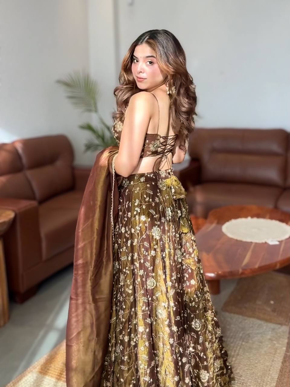 Designer Gold Anarkali for Women