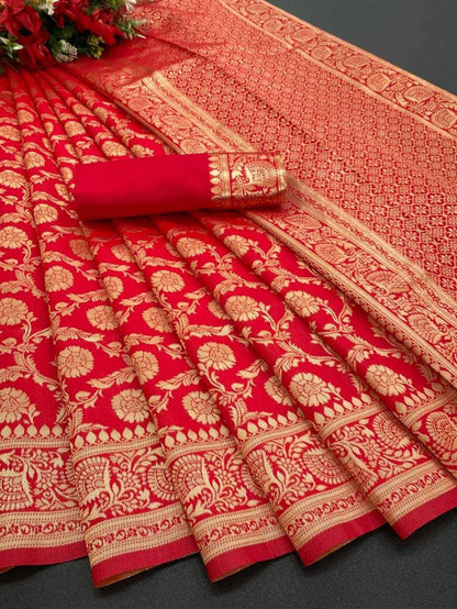 Red Banarasi Silk Saree