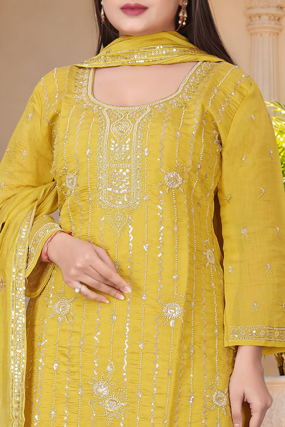Pure Silk Kurta with Plazo & Dupatta | Woomenza Indian Outfit