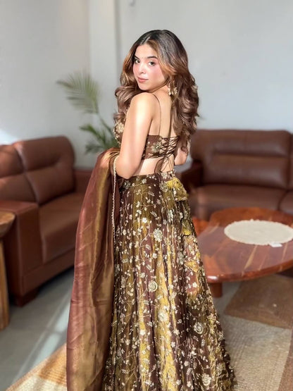 Designer Gold Anarkali for Women