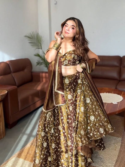 Designer Gold Anarkali for Women