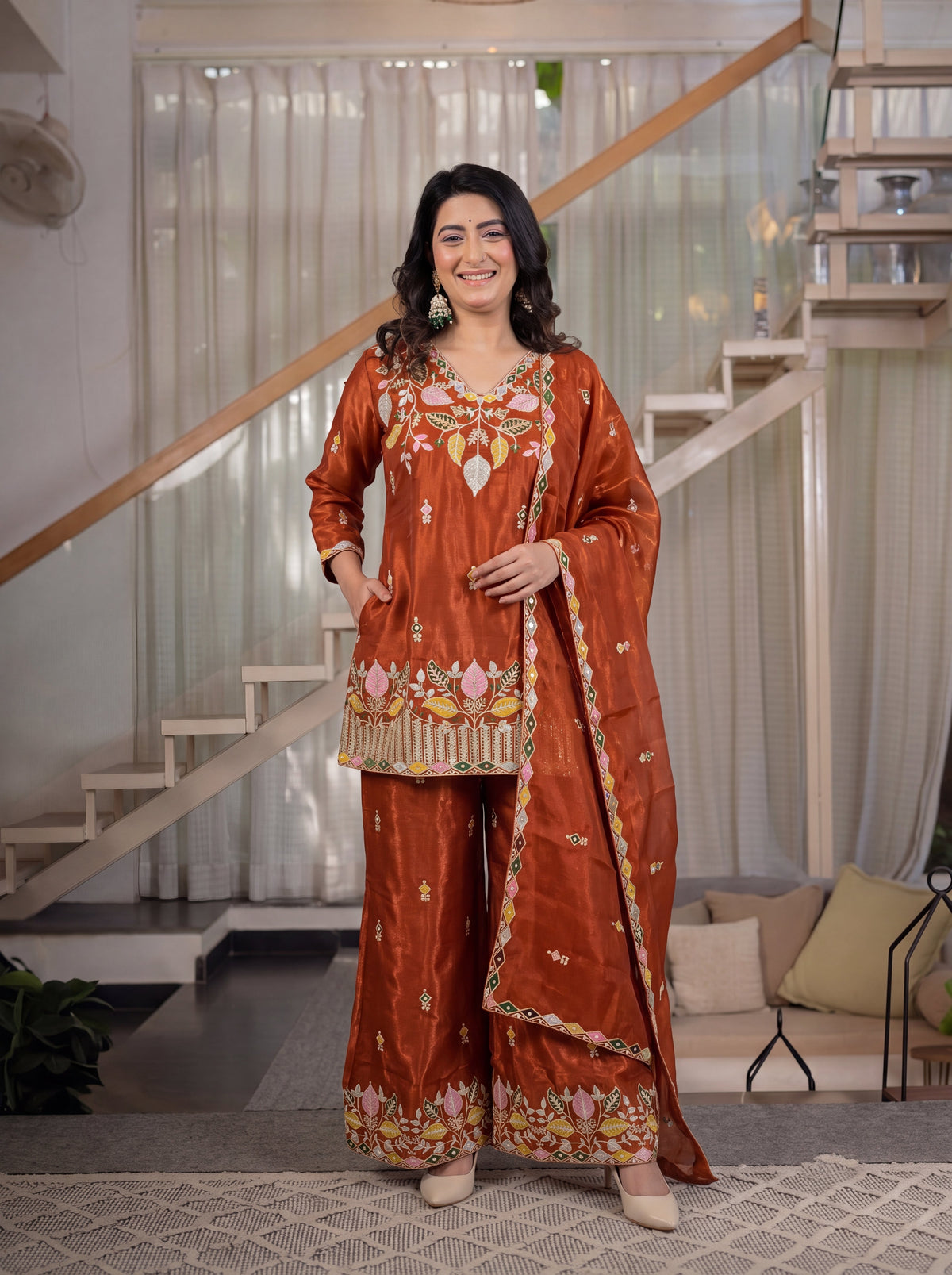 Elegant embroidered silk sharara boutique collection