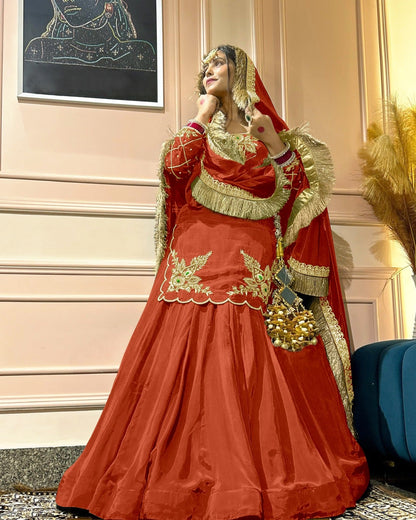 Elegant Emerald Green Embroidered  Set with Dupatta