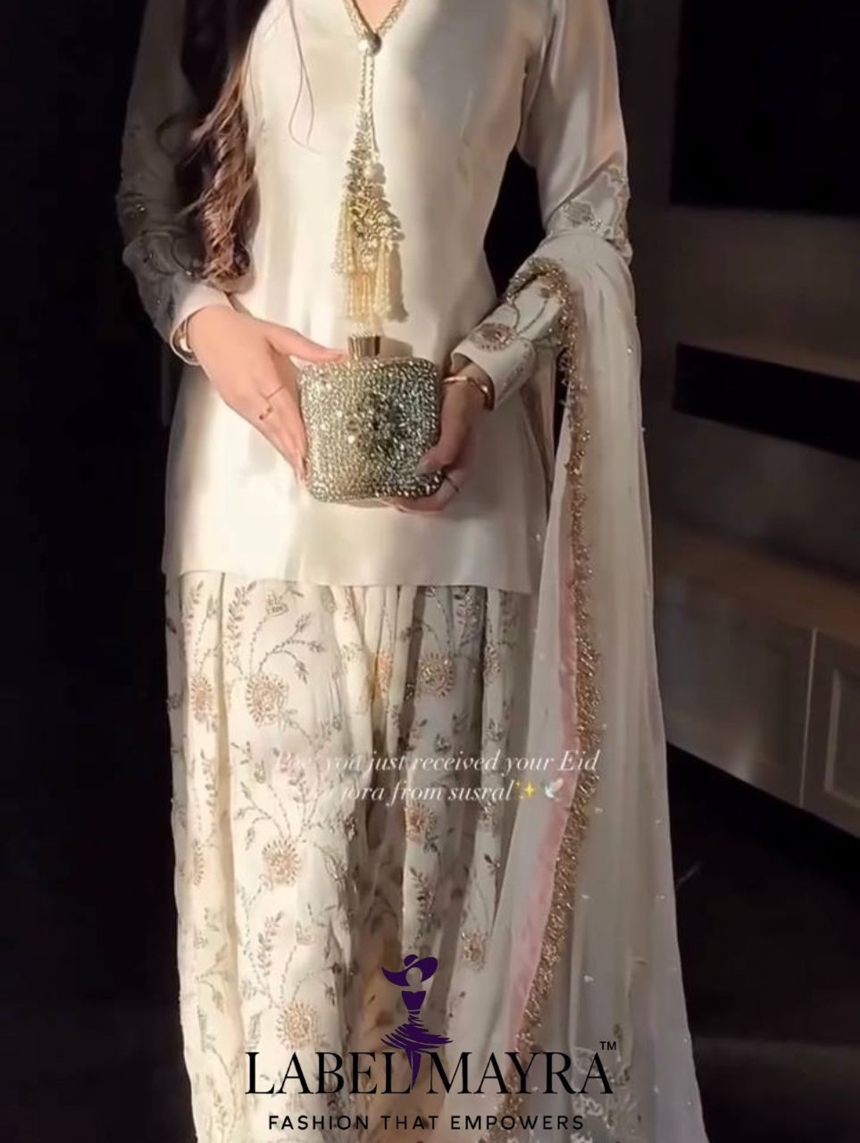 Elegant  Ofwhite Punjabi Suit with Floral Plazzo Set