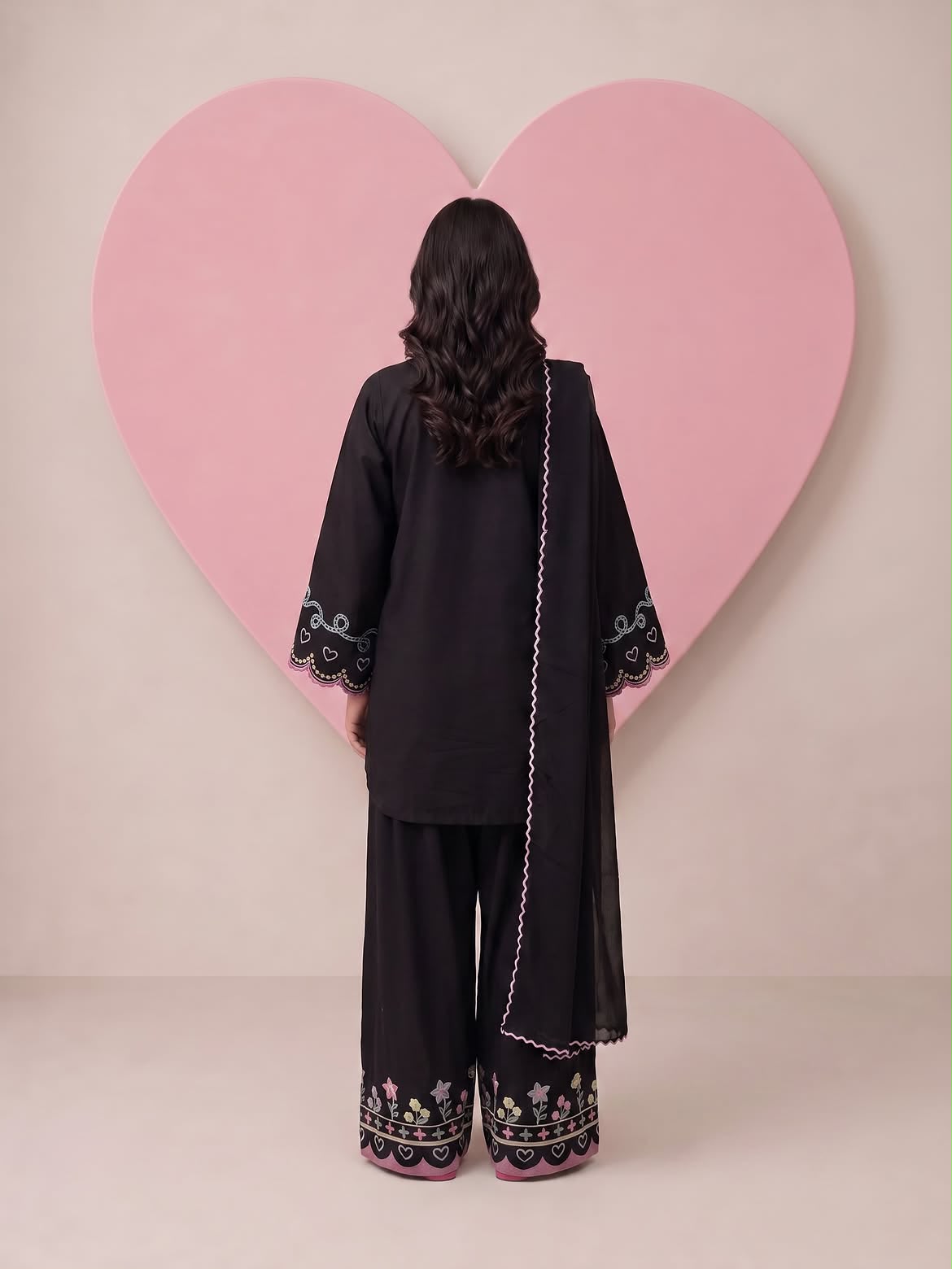 Floral Embroidered Chanderi Stitched Straight Kurta with Straight Farshi salwar & Dupatta