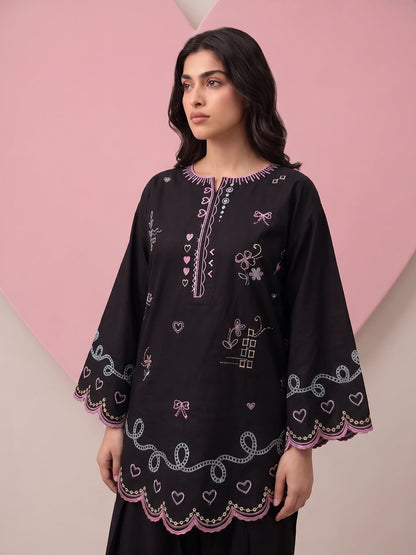 Floral Embroidered Chanderi Stitched Straight Kurta with Straight Farshi salwar & Dupatta