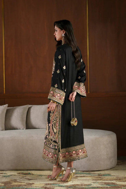 Black Premium Silk Heavy Embroidered Straight Kurta