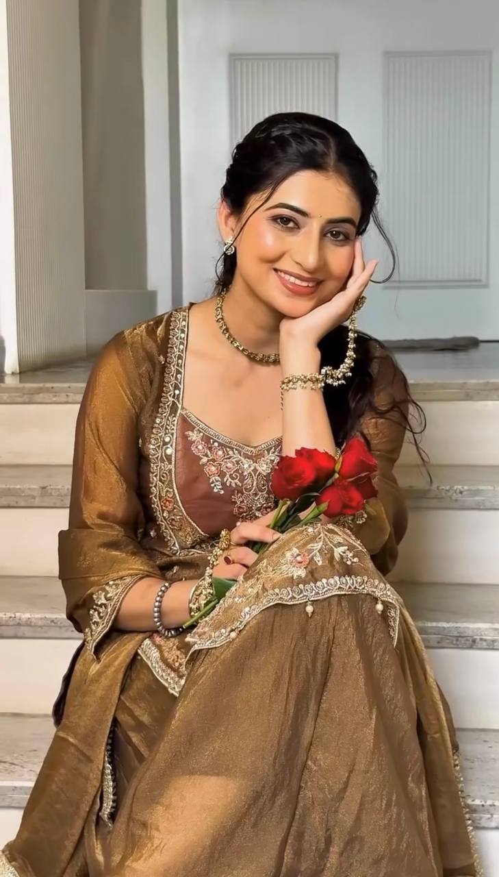 Olive Green Embroidered Nc Moss Straight Kurta Palazzo & Dupatta Set