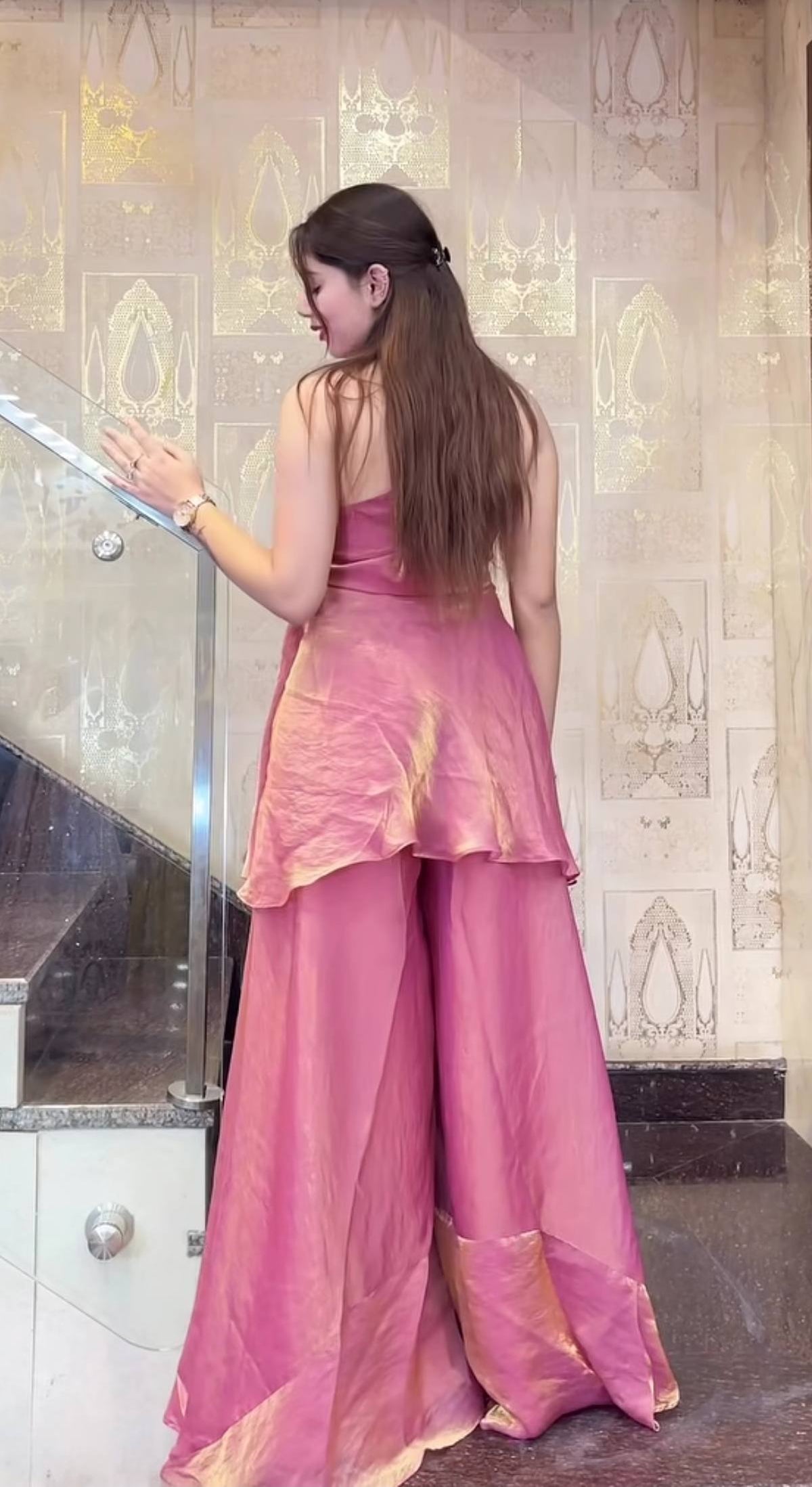 Designer Halter Neck Embroidered Silk Palazzo Set