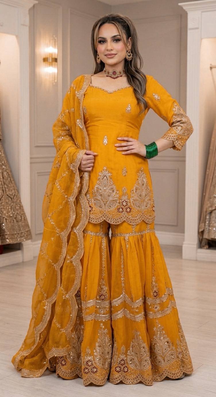 Women’s Embroidered Sharara Suit Set