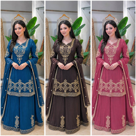 Women’s Multicolor Embroidered  Suit Set
