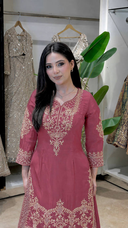 Women’s Multicolor Embroidered  Suit Set