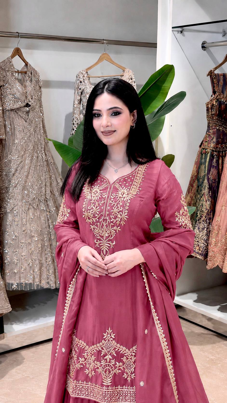 Women’s Multicolor Embroidered  Suit Set