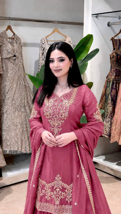 Women’s Multicolor Embroidered  Suit Set