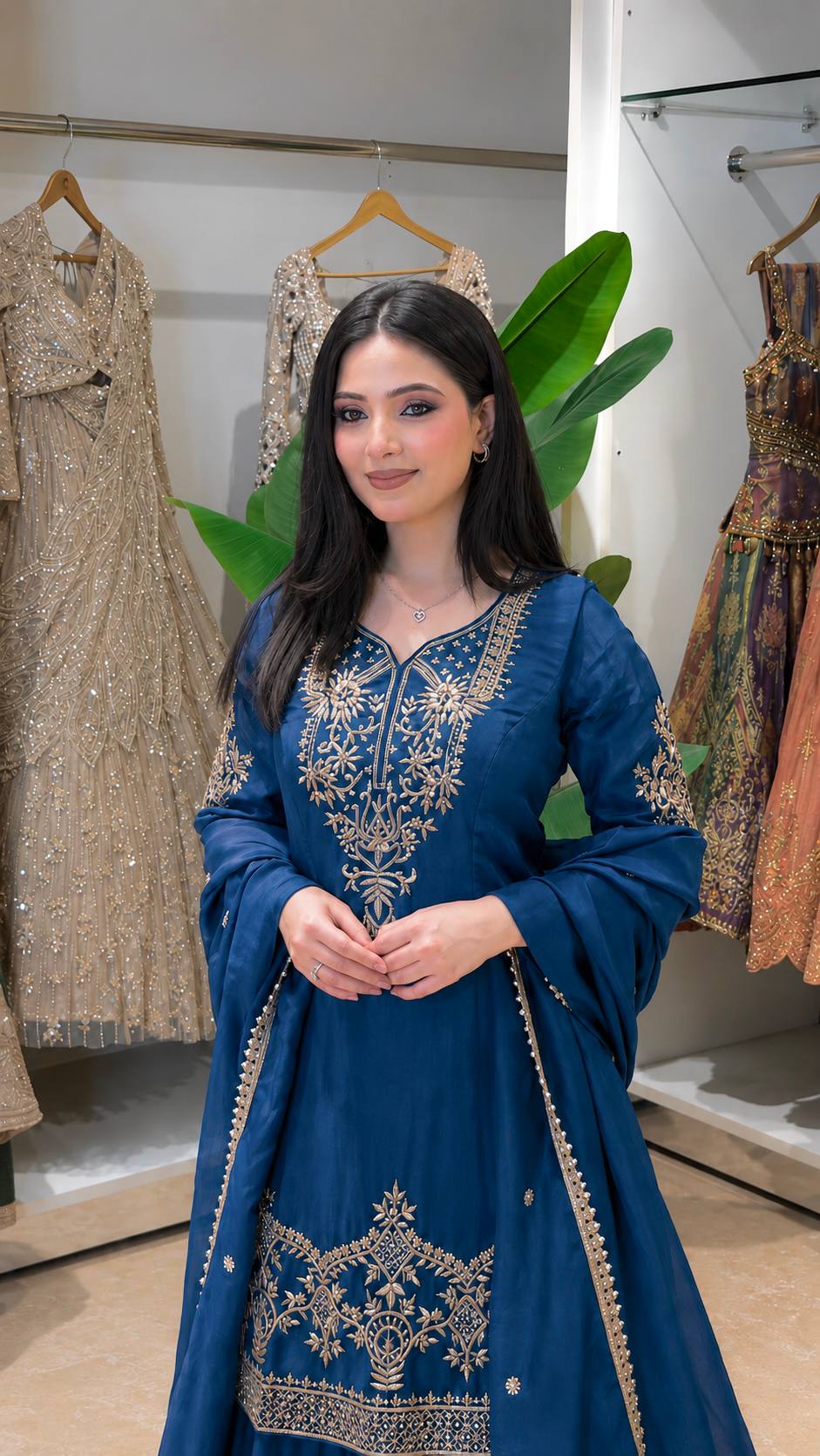 Women’s Multicolor Embroidered  Suit Set