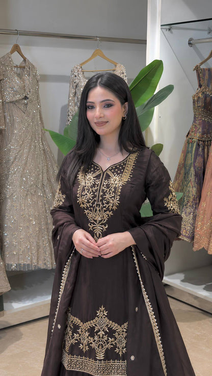 Women’s Multicolor Embroidered  Suit Set