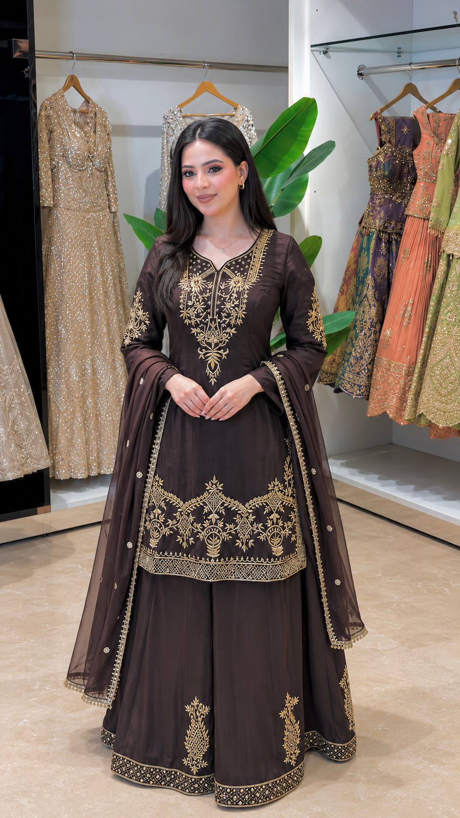 Women’s Multicolor Embroidered  Suit Set