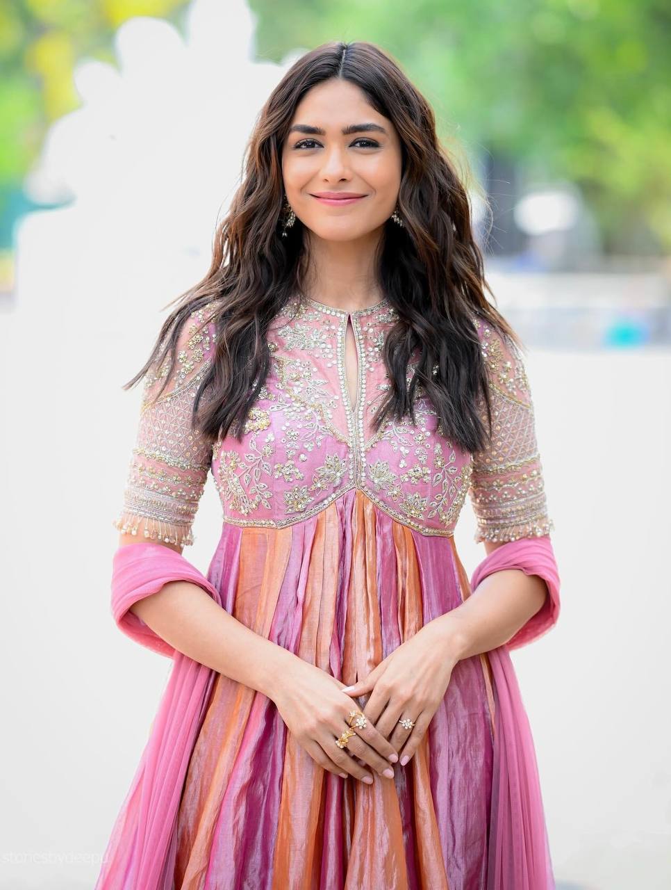 Pink Embroidered Silk Anarkali Suit Set with Flared Skirt & Dupatta