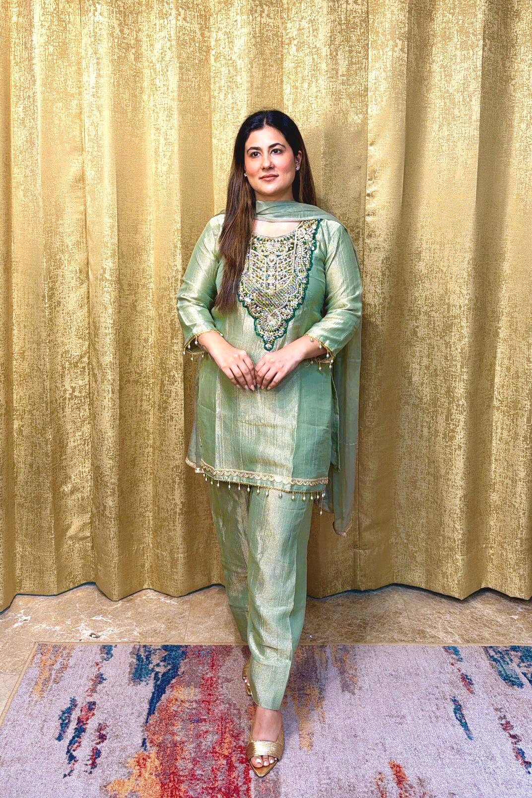 Dusty Rose Embroidered Silk Straight Kurta with Straight & Matching Dupatta