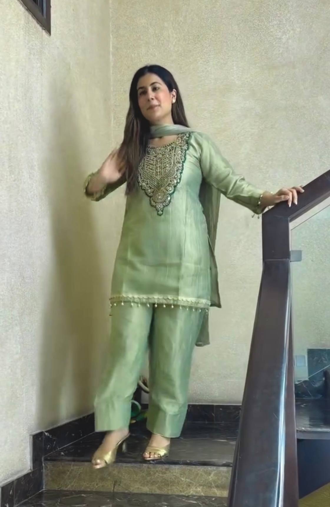 Dusty Rose Embroidered Silk Straight Kurta with Straight & Matching Dupatta