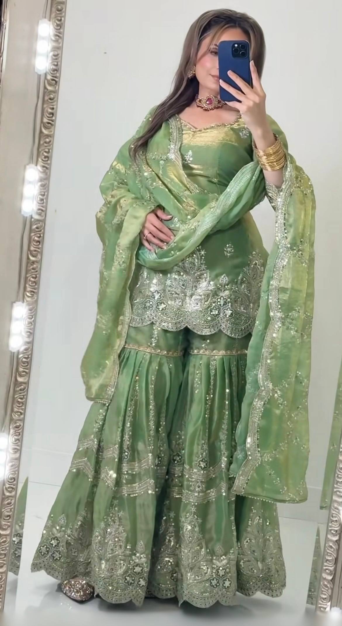 Women’s Embroidered Sharara Suit Set