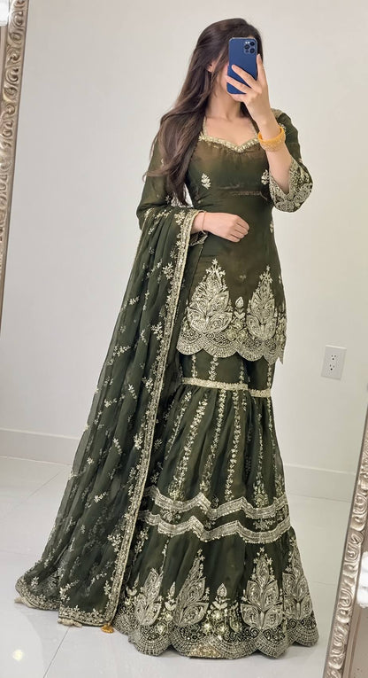 Women’s Embroidered Sharara Suit Set