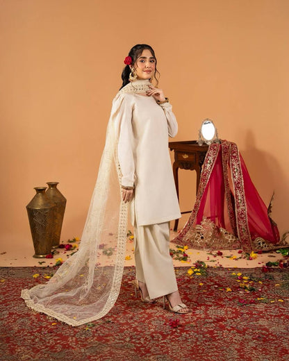 Yellow Embroidered  Natural Silk Straight Kurta with Farshi salwar