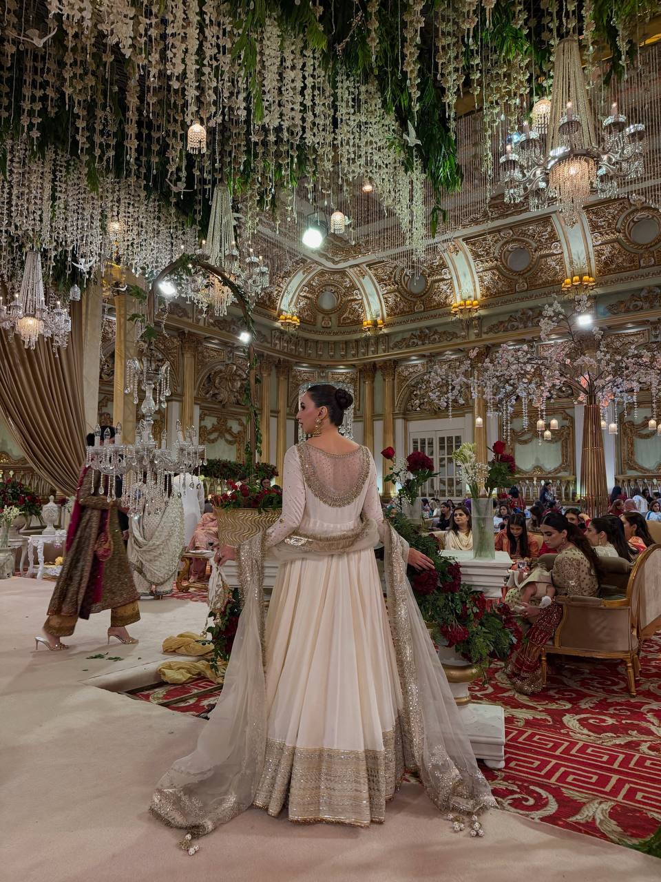 Ivory White Embroidered VichitraAnarkali
