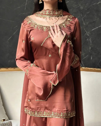 Luxury Wedding Wear Handwork Kurti & Sharara Set