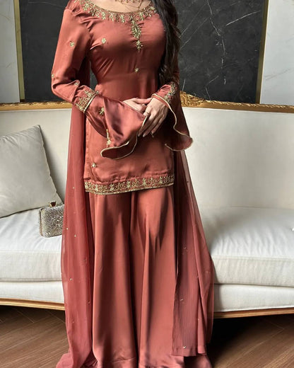 Luxury Wedding Wear Handwork Kurti & Sharara Set
