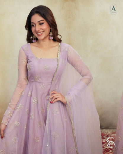 Pastel Green Embroidered Anarkali Suit