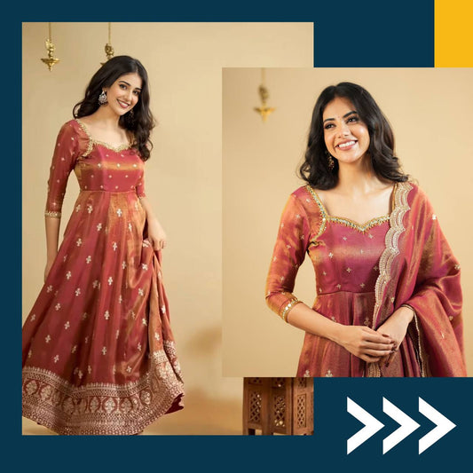 Women's Cosmo Anarkali Gown with Embroidered Dupatt