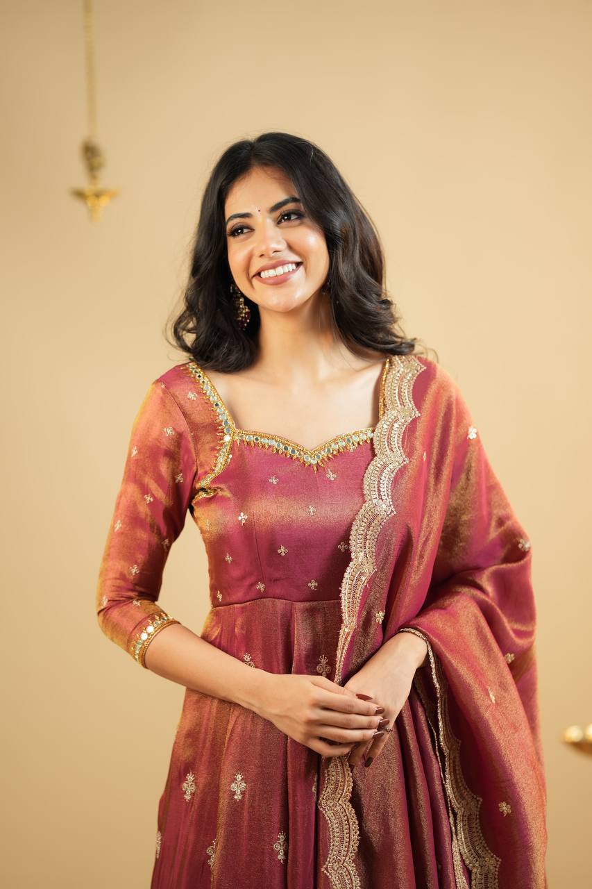 Women's Cosmo Anarkali Gown with Embroidered Dupatt