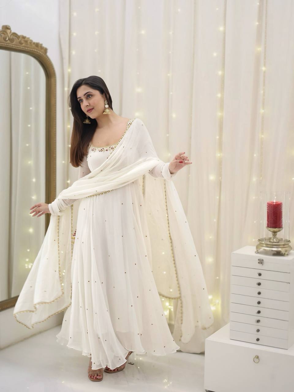 The Enchantment of a White Anarkali Dress