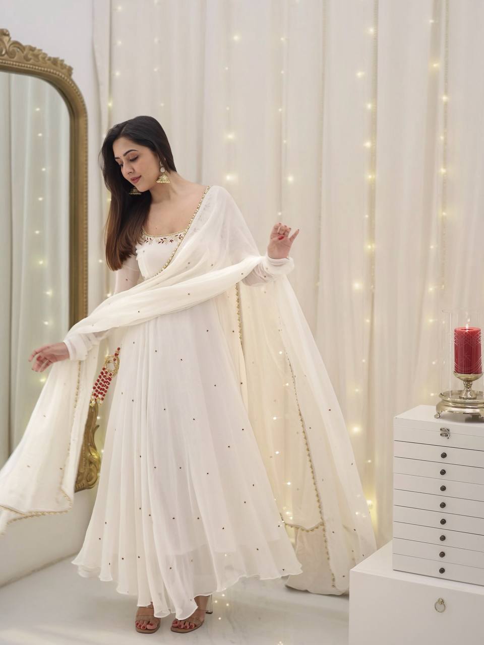 The Enchantment of a White Anarkali Dress