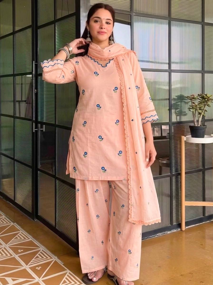 Yellow  Premium Straight Kurta with Palazzo & Dupatta Suit Set for Women