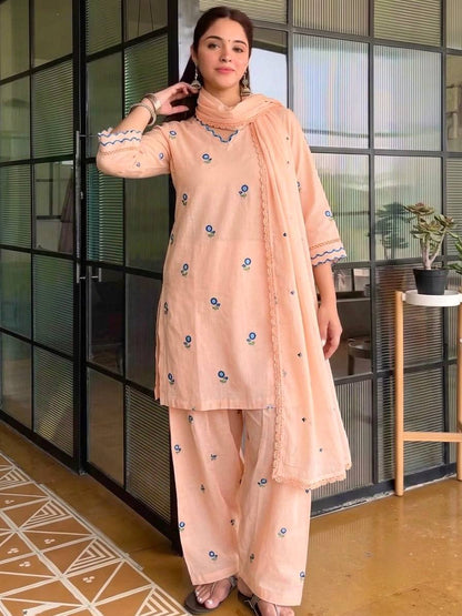 Yellow  Premium Straight Kurta with Palazzo & Dupatta Suit Set for Women