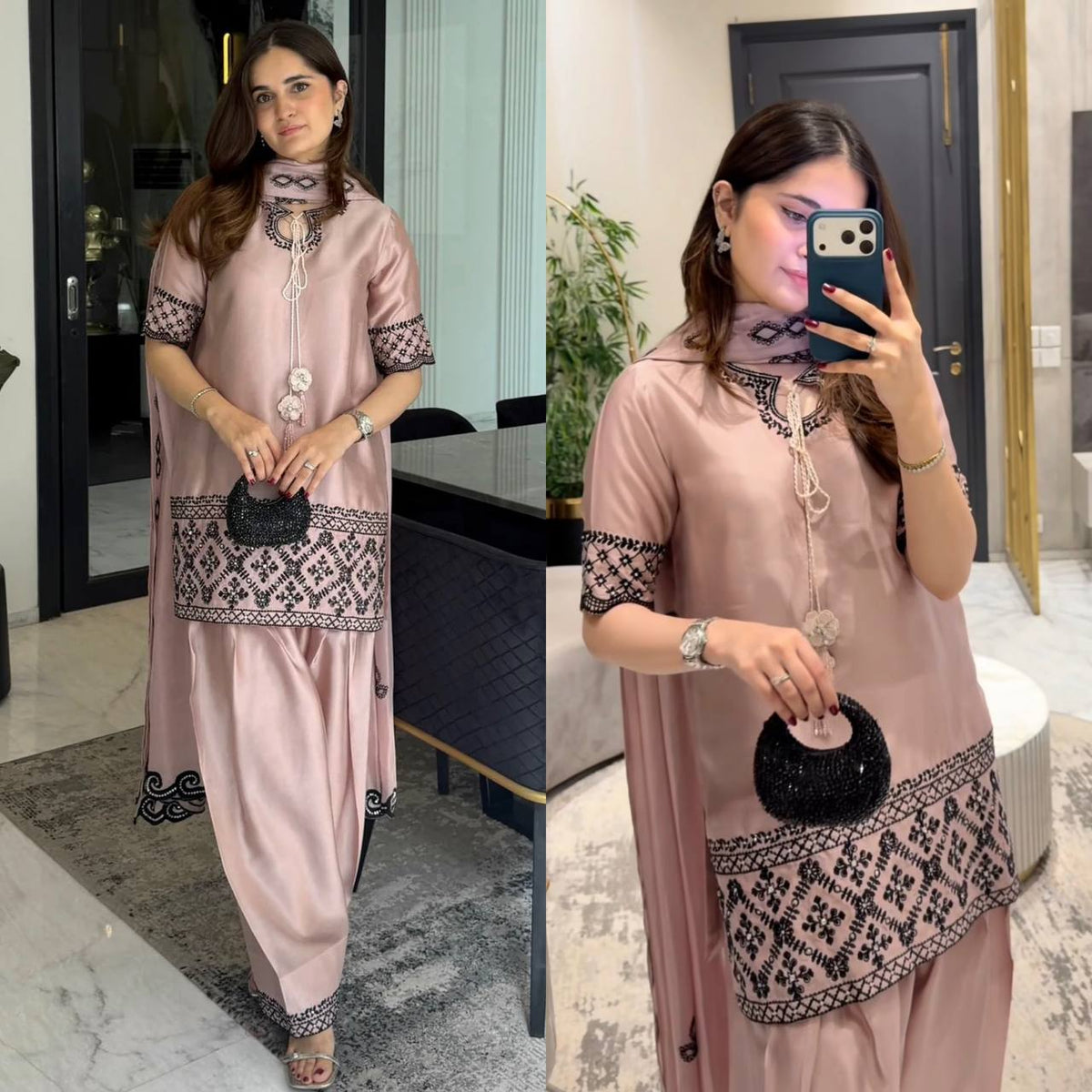 Effortlessly chic look with soft glam and neutral vibes