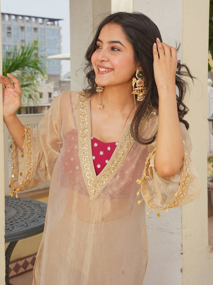 Premium Champagne Gold Kurta Set for Women