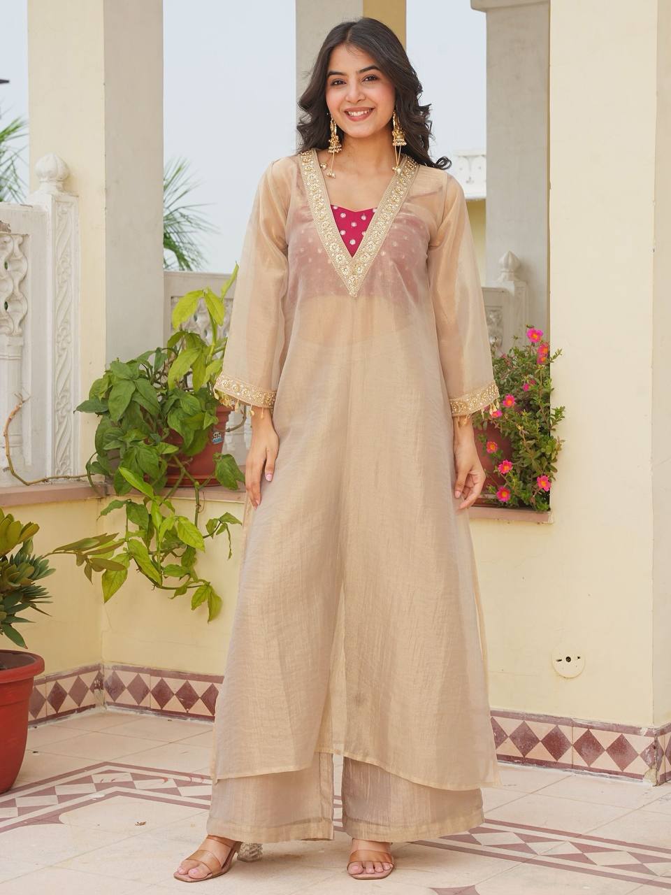 Premium Champagne Gold Kurta Set for Women