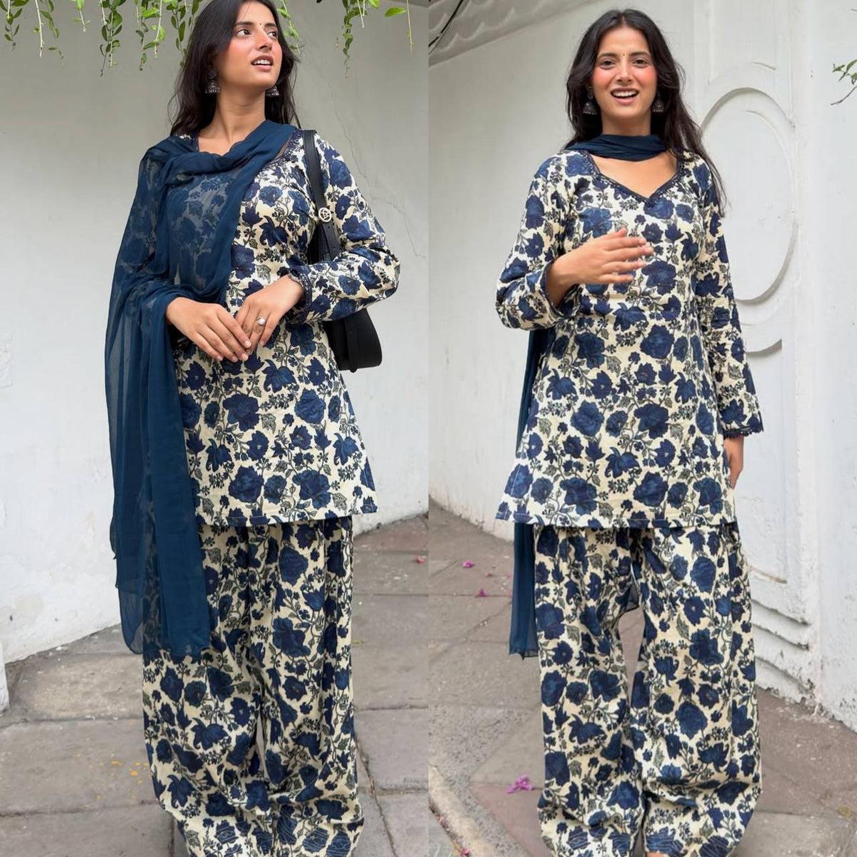 Elegant Cotton Floral Print Ethnic Kurta Set for Women