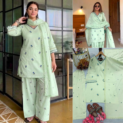 Yellow  Premium Straight Kurta with Palazzo & Dupatta Suit Set for Women