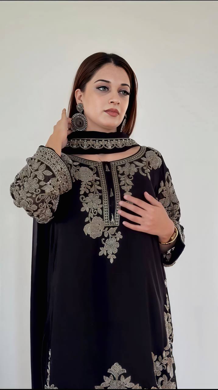 Women’s Straight Kurta with Pants & Matching Dupatta 3-Piece Ethnic Wear
