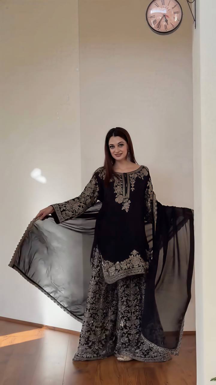 Women’s Straight Kurta with Pants & Matching Dupatta 3-Piece Ethnic Wear