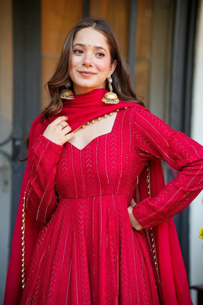 High-End Wine Red Anarkali Suit With Timeless Royal Charm