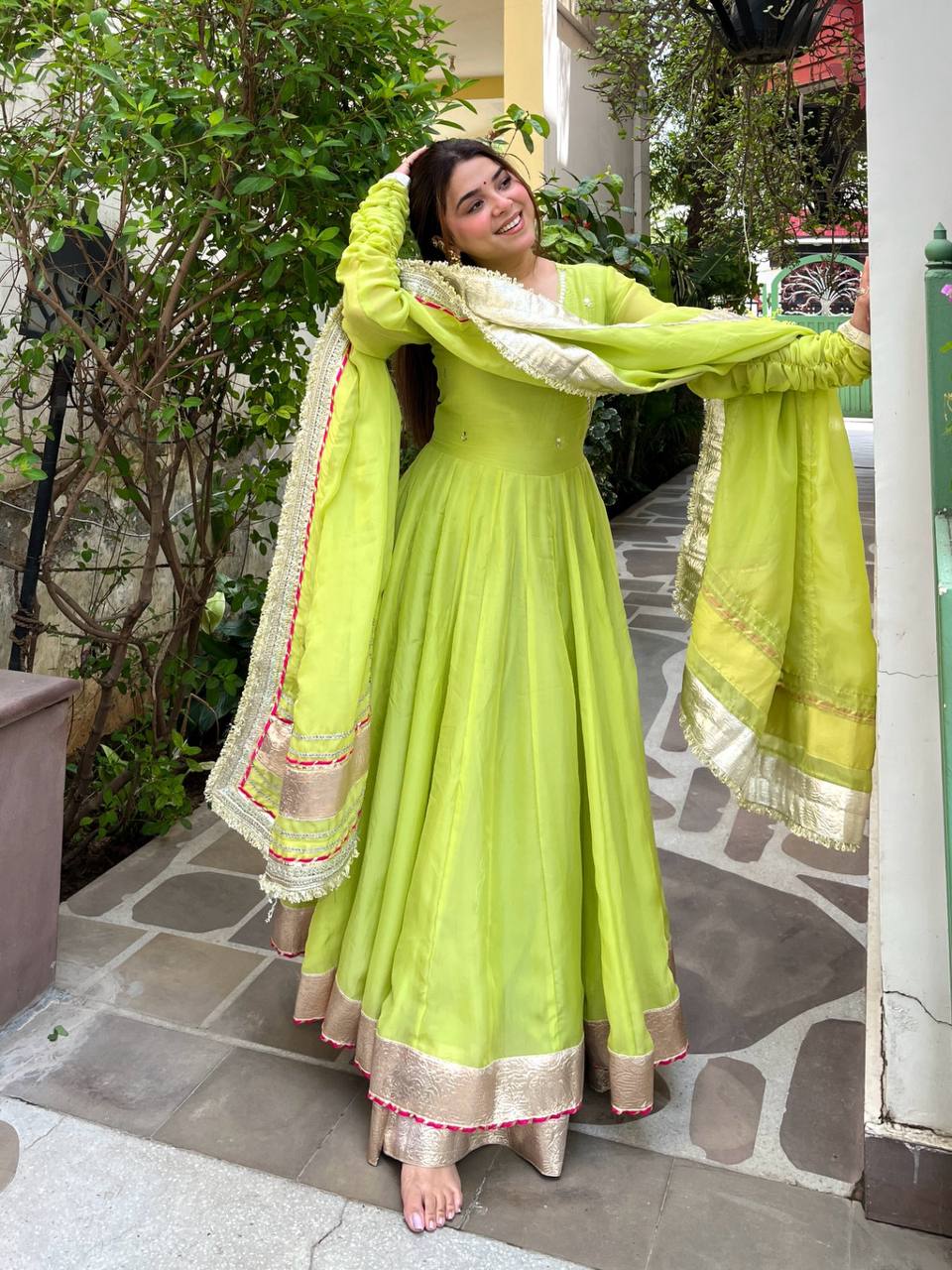 Elegant Georgette Anarkali Suit Set with Gota Patti & Zari Work for Women