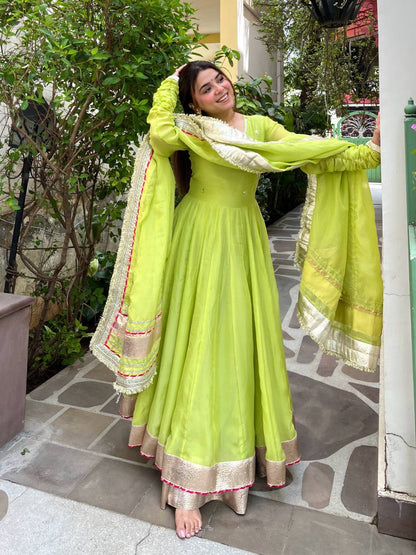 Elegant Georgette Anarkali Suit Set with Gota Patti & Zari Work for Women