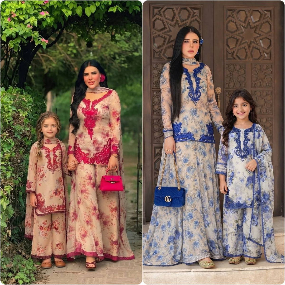 Women’s Beige Floral Printed Pakistani Suit Set