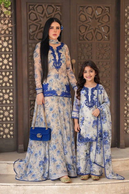 Women’s Beige Floral Printed Pakistani Suit Set