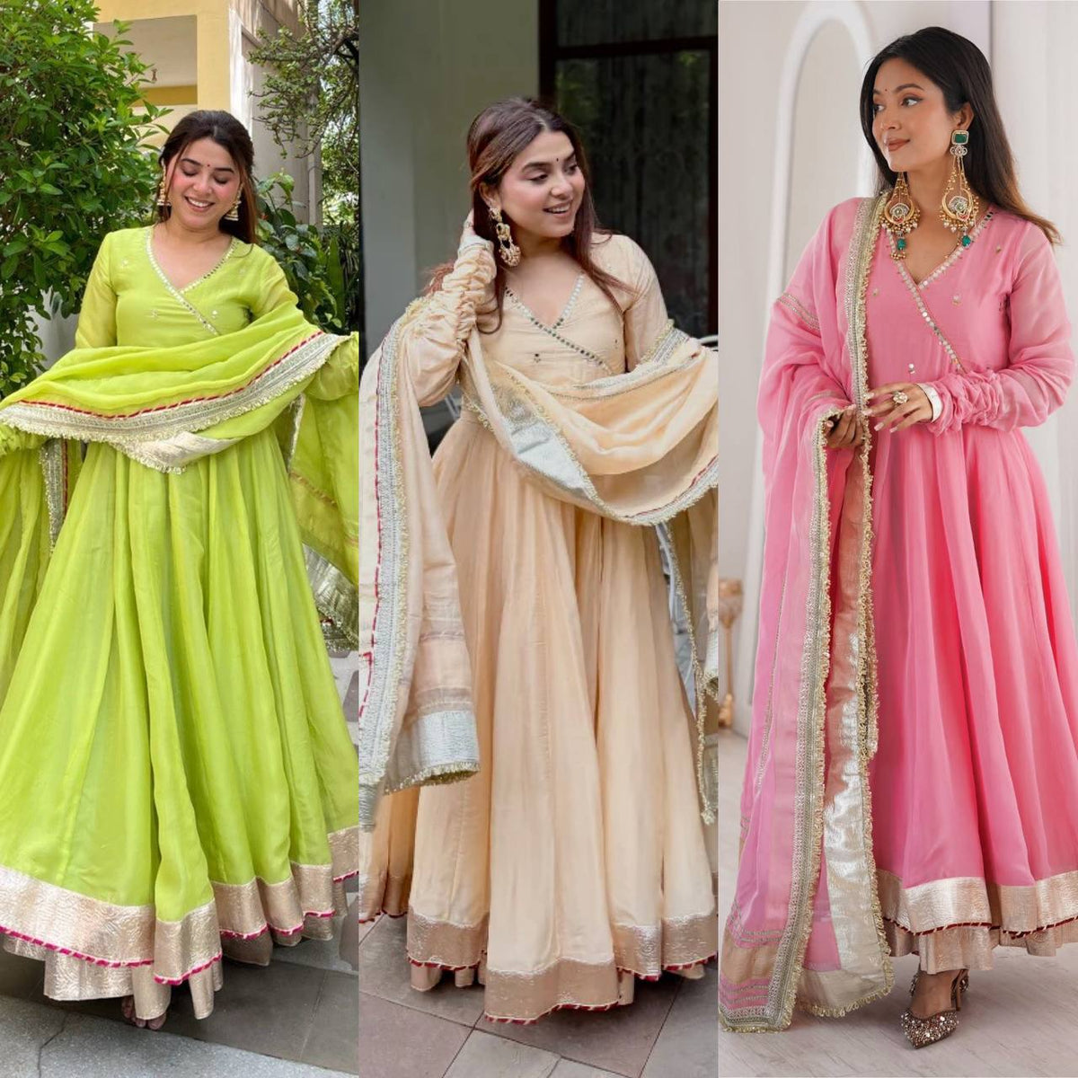 Elegant Georgette Anarkali Suit Set with Gota Patti & Zari Work for Women